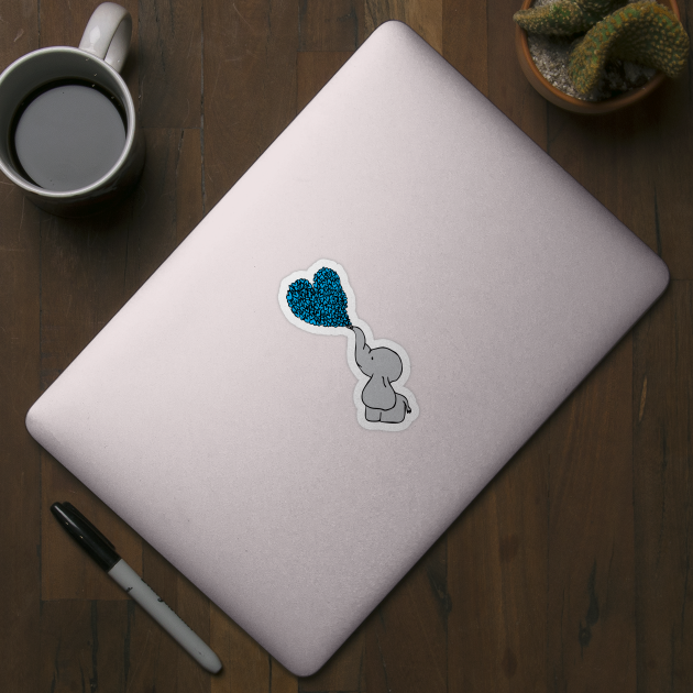 Baby Blue Elephant Love by russodesign
